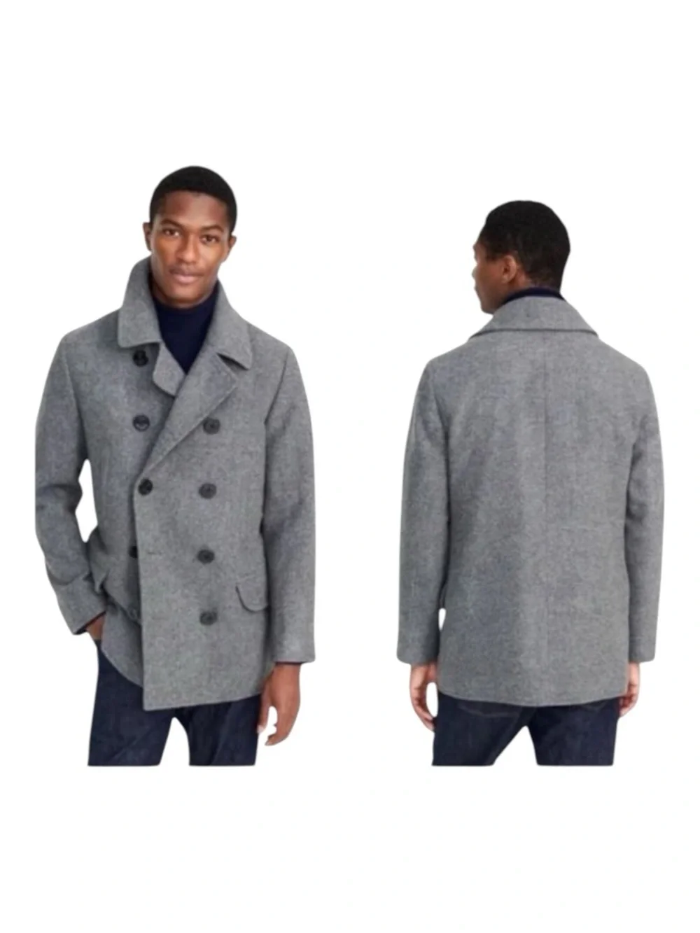 J. Crew Men's Gray Double-Breasted Wool Dock Peacoat